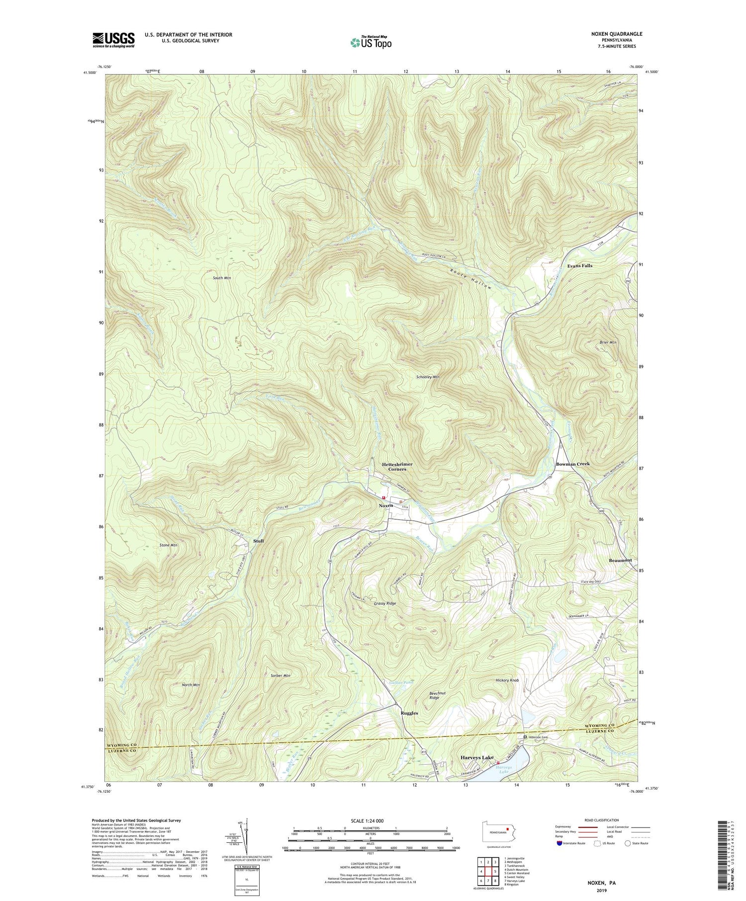 Noxen Pennsylvania US Topo Map Image