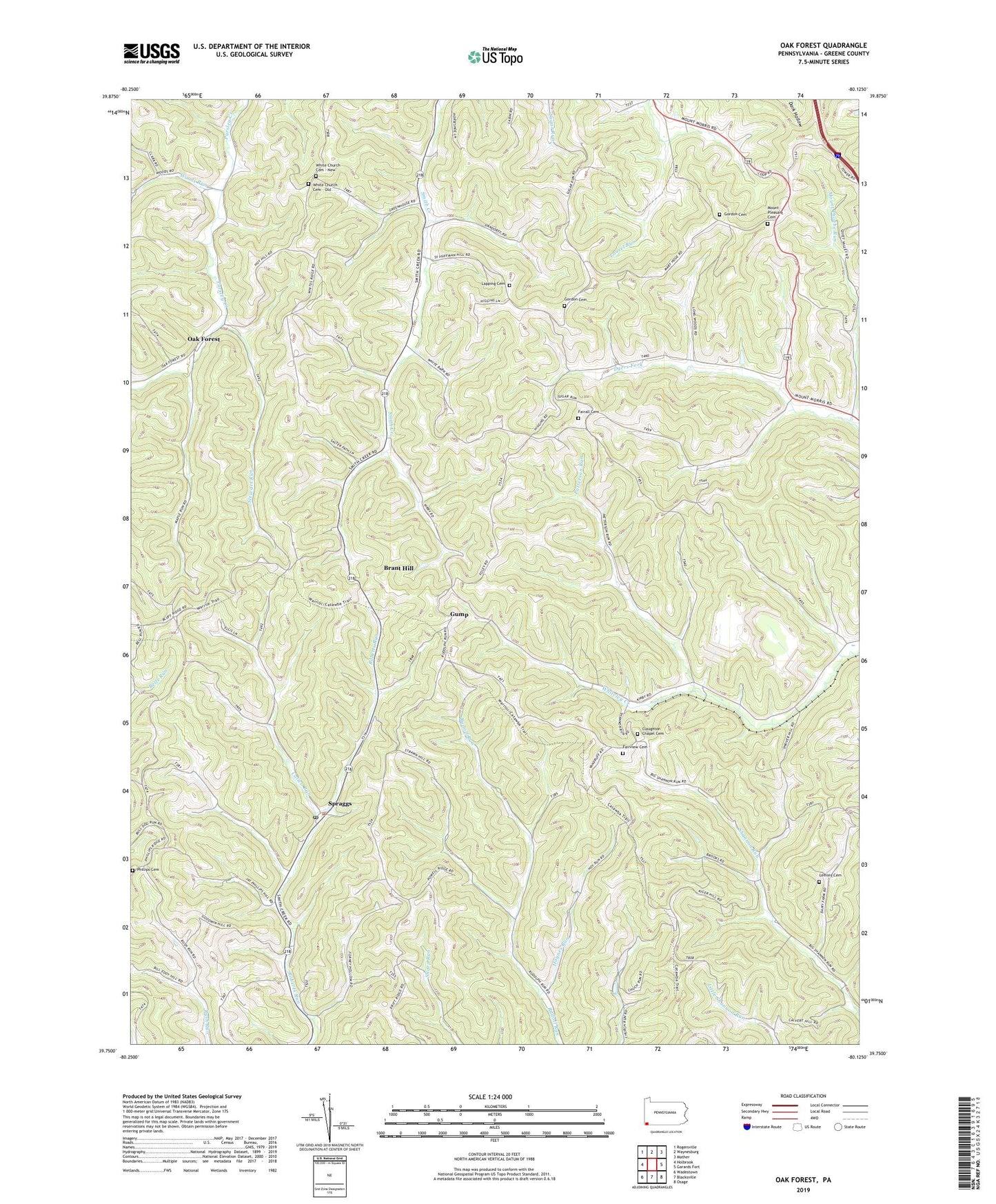 Oak Forest Pennsylvania US Topo Map Image