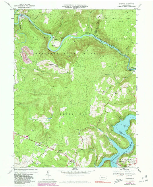 USGS Classic Ohiopyle Pennsylvania 7.5'x7.5' Topo Map Image