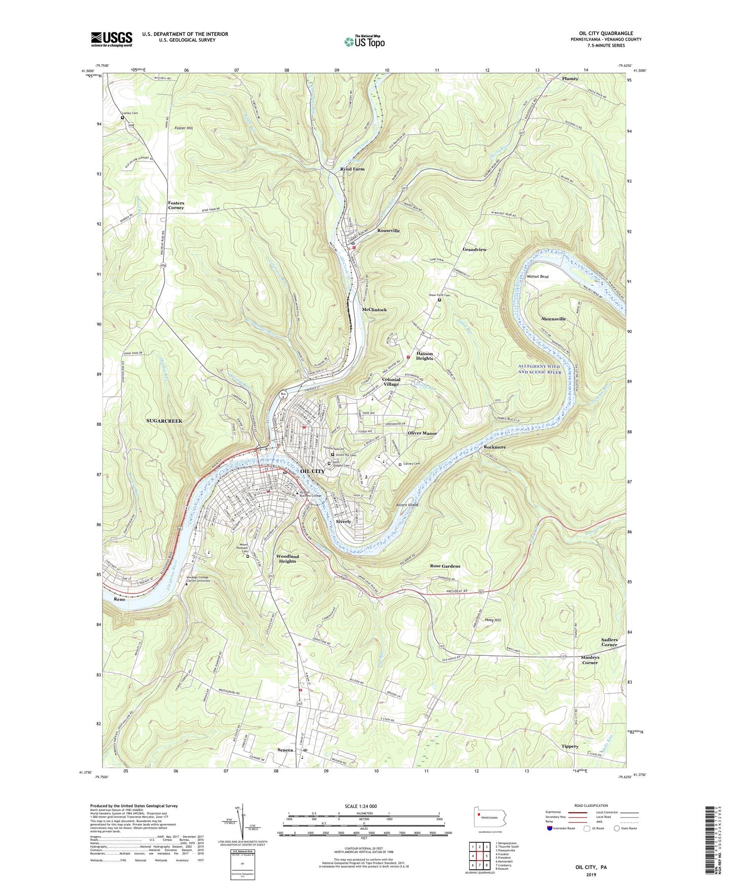 Oil City Pennsylvania US Topo Map Image
