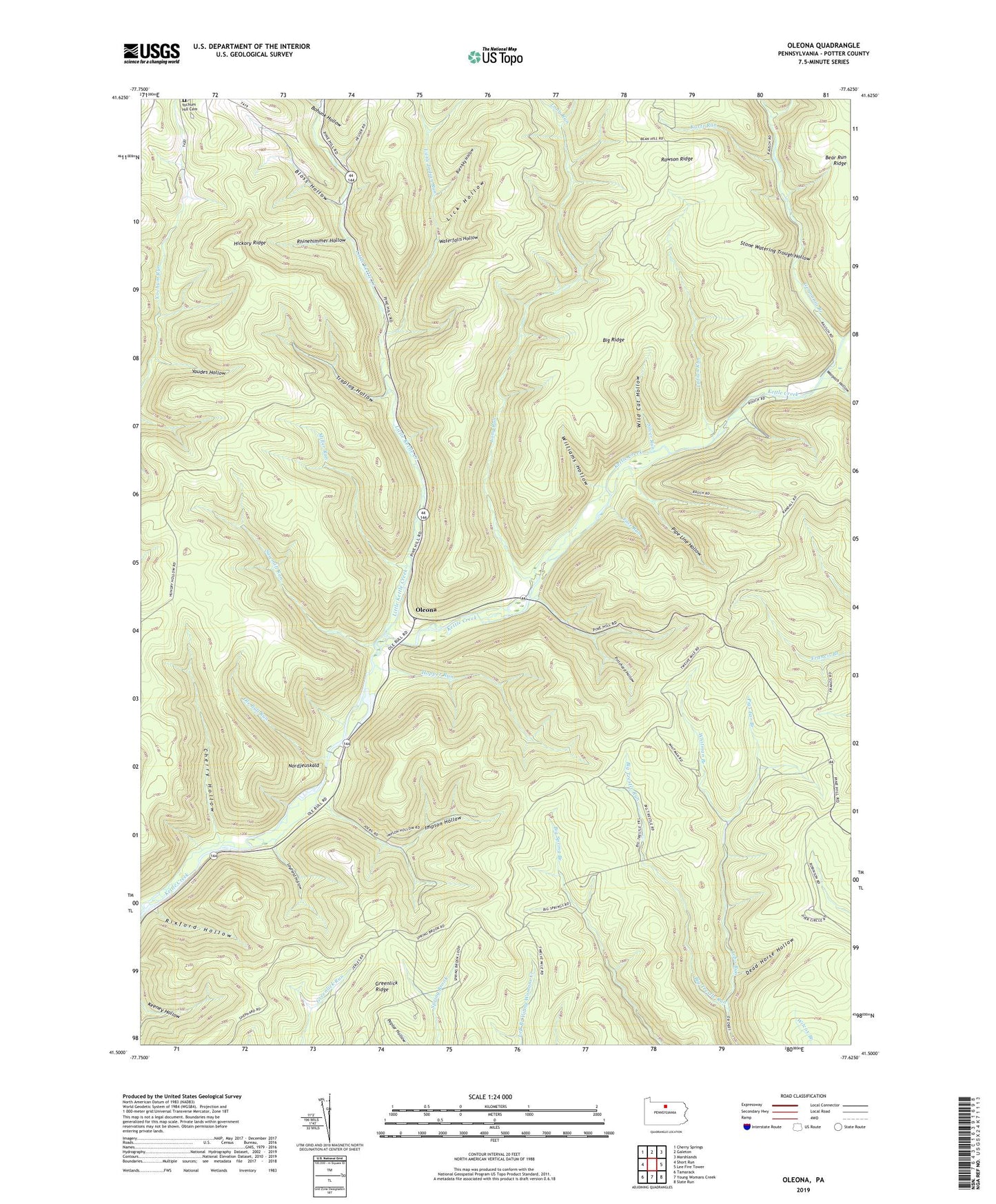 Oleona Pennsylvania US Topo Map Image