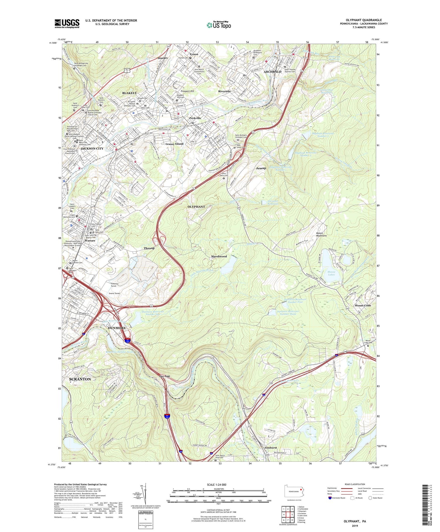 Olyphant Pennsylvania US Topo Map Image