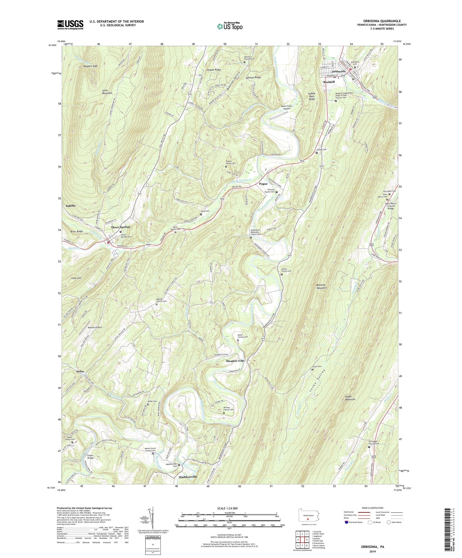 Orbisonia Pennsylvania US Topo Map Image
