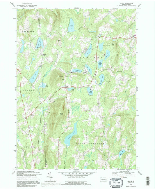 Classic USGS Orson Pennsylvania 7.5'x7.5' Topo Map Image