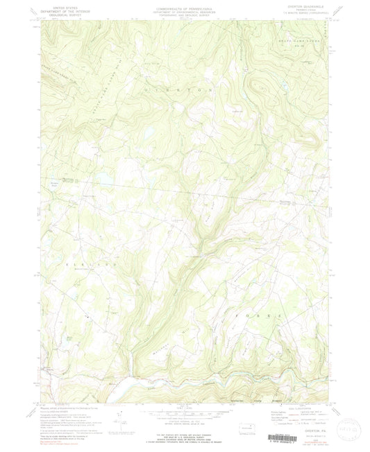 Classic USGS Overton Pennsylvania 7.5'x7.5' Topo Map Image