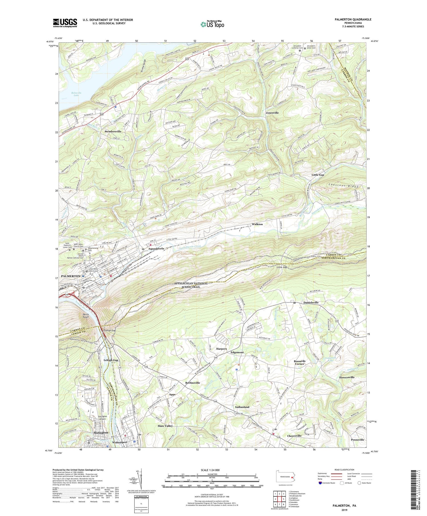 Palmerton Pennsylvania US Topo Map Image