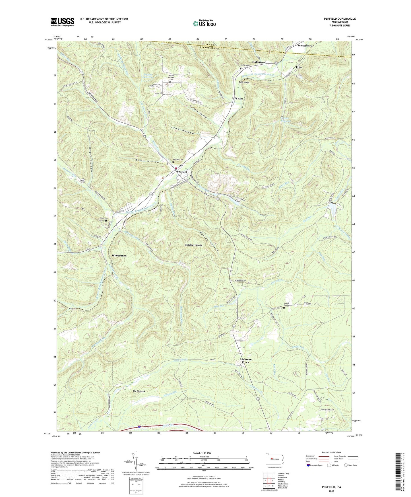 Penfield Pennsylvania US Topo Map Image