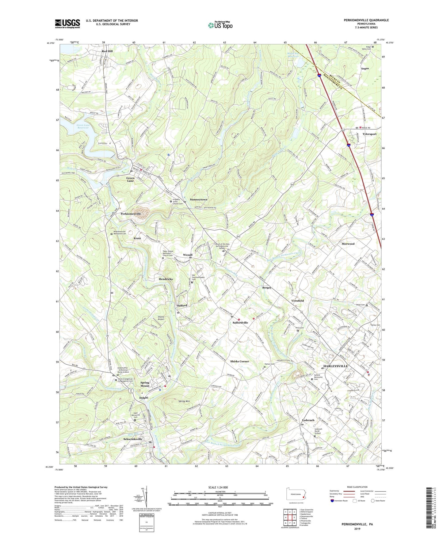 Perkiomenville Pennsylvania US Topo Map Image