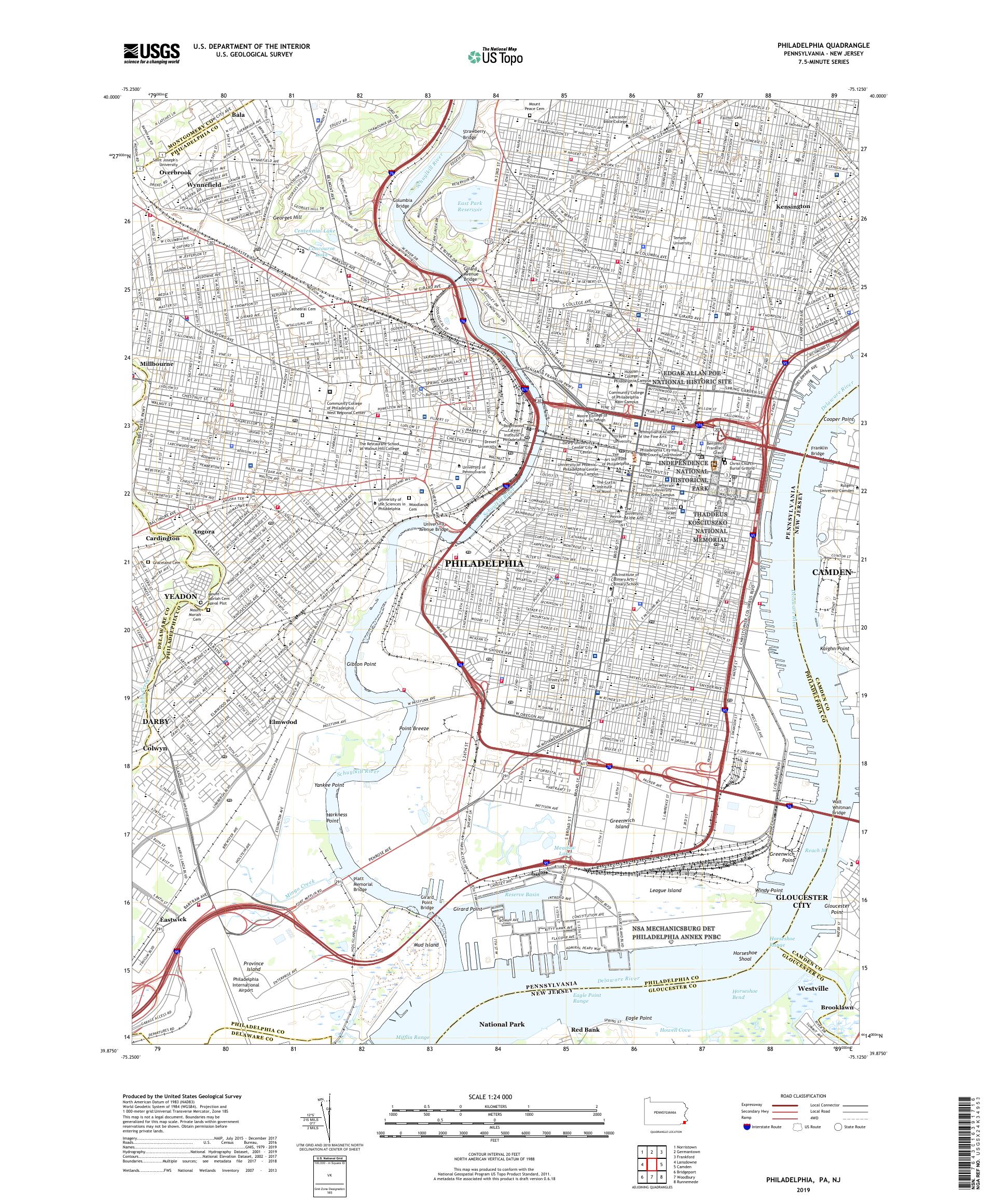 Philadelphia Pennsylvania US Topo Map – MyTopo Map Store