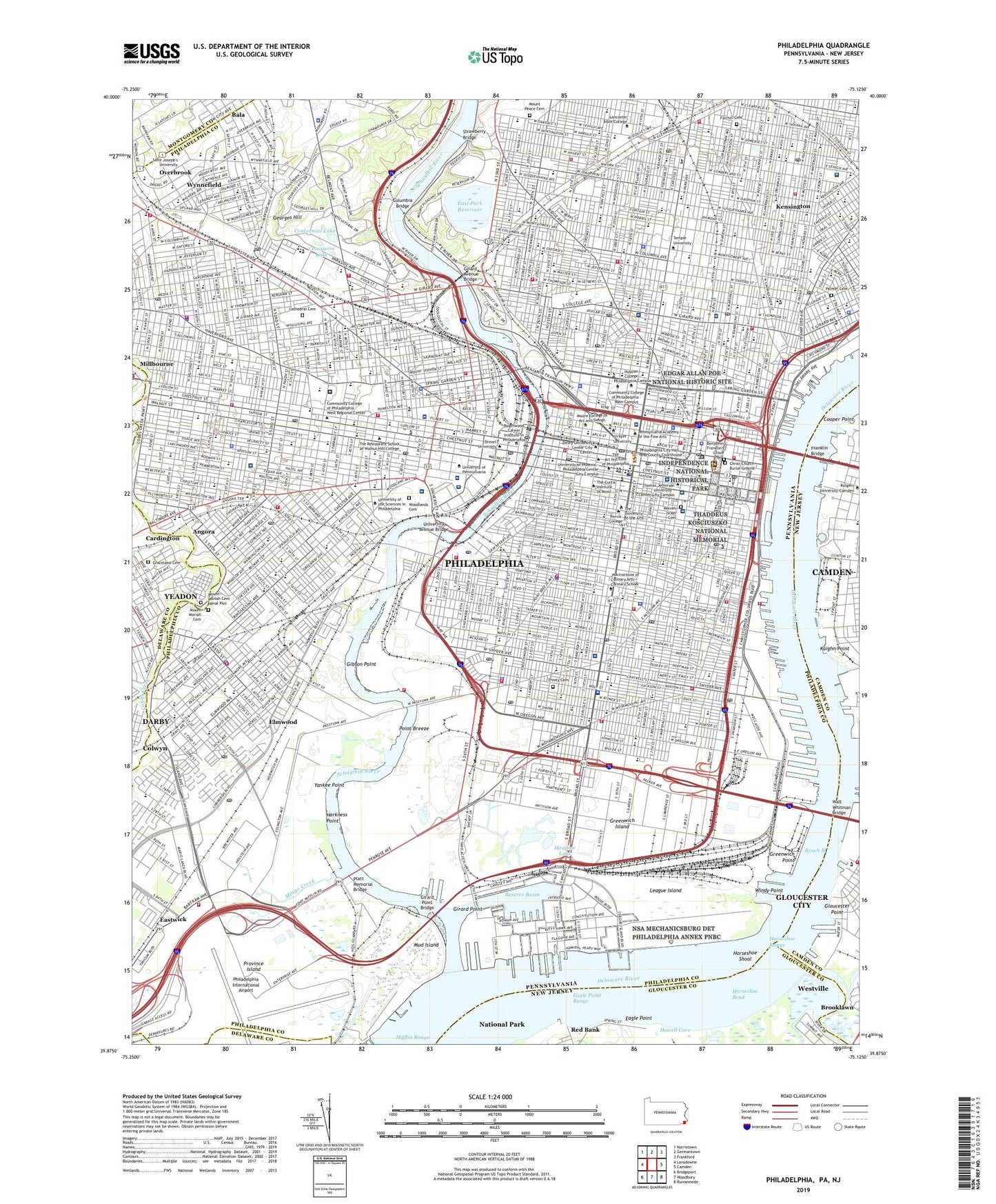 Philadelphia Pennsylvania US Topo Map Image