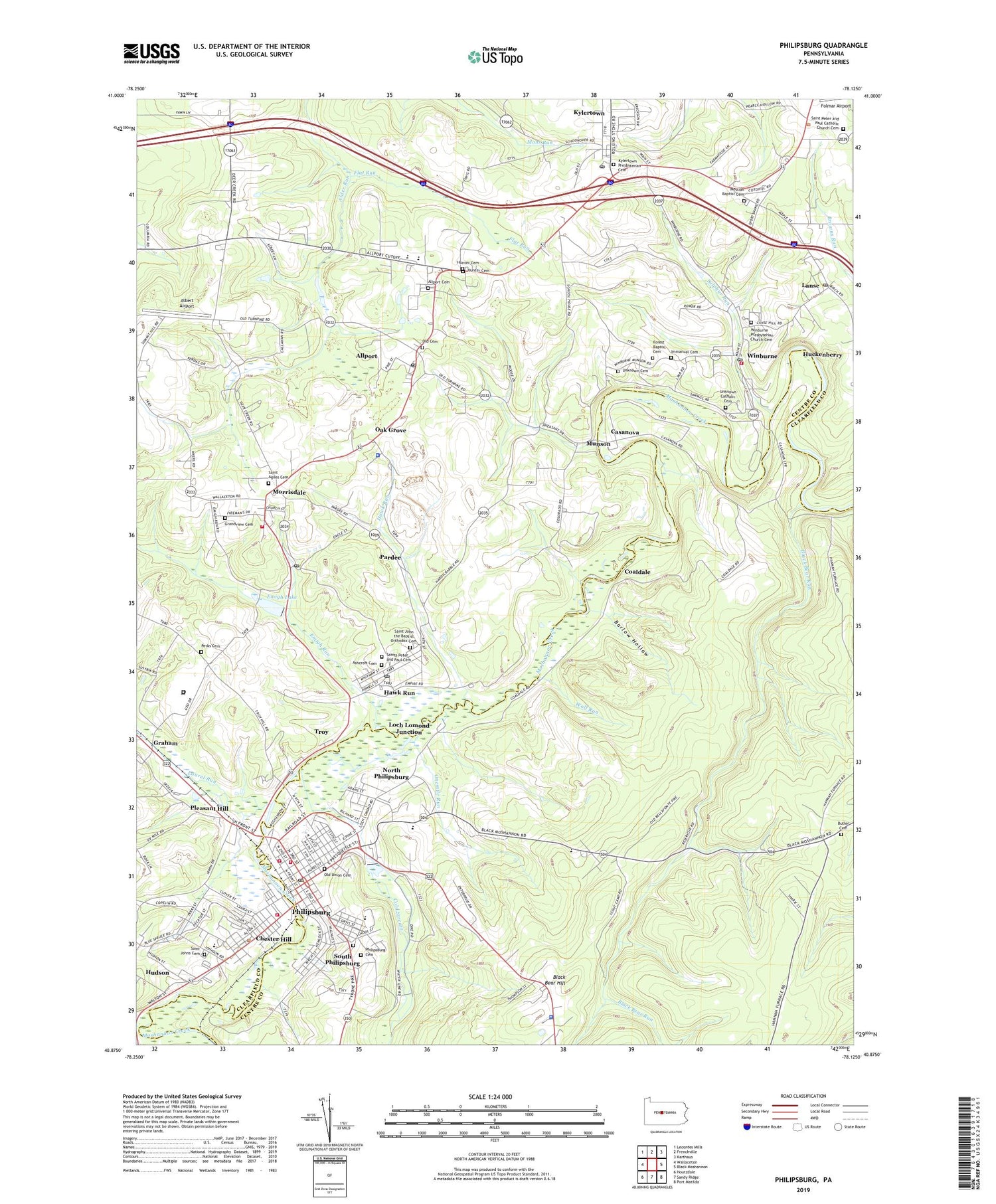 Philipsburg Pennsylvania US Topo Map Image