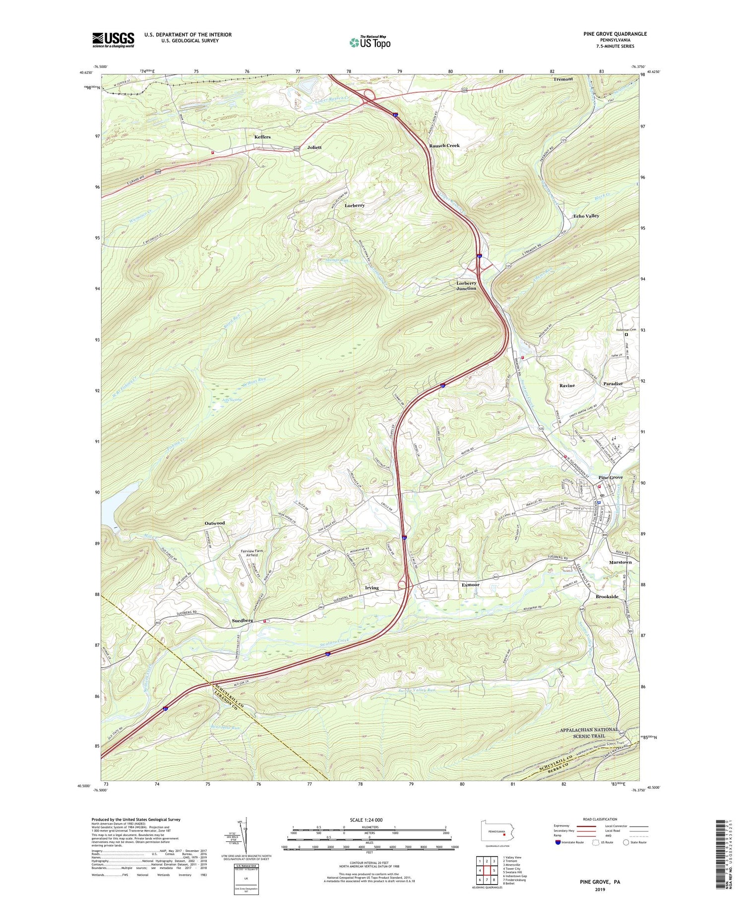 Pine Grove Pennsylvania US Topo Map Image