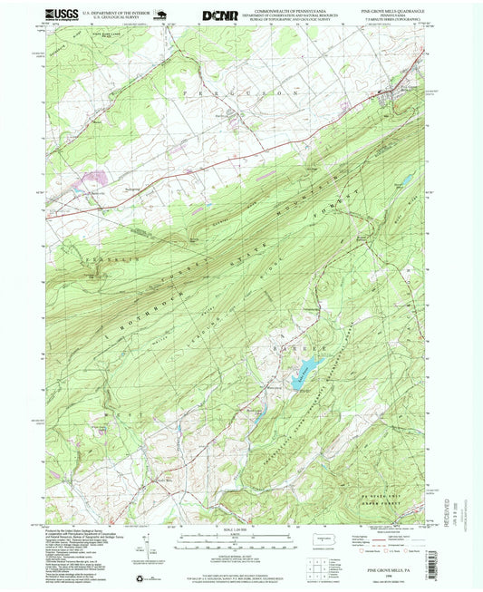 Classic USGS Pine Grove Mills Pennsylvania 7.5'x7.5' Topo Map Image