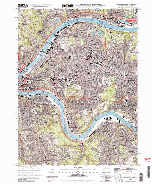 Classic USGS Pittsburgh East Pennsylvania 7.5'x7.5' Topo Map Image