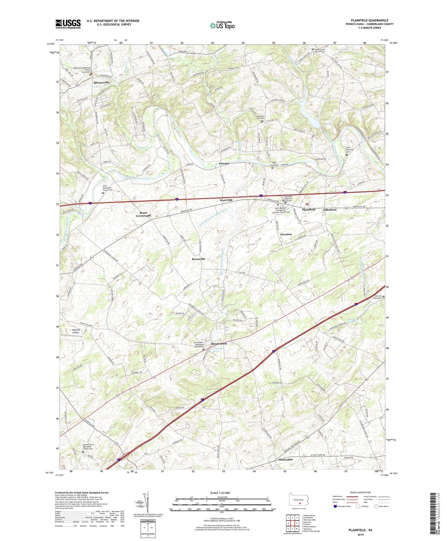 Plainfield Pennsylvania US Topo Map Image