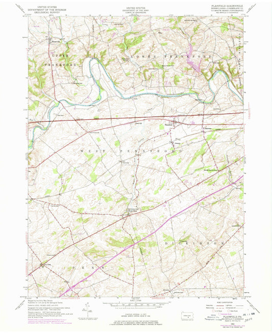 Classic USGS Plainfield Pennsylvania 7.5'x7.5' Topo Map Image