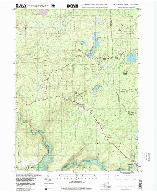 Classic USGS Pleasant View Summit Pennsylvania 7.5'x7.5' Topo Map Image