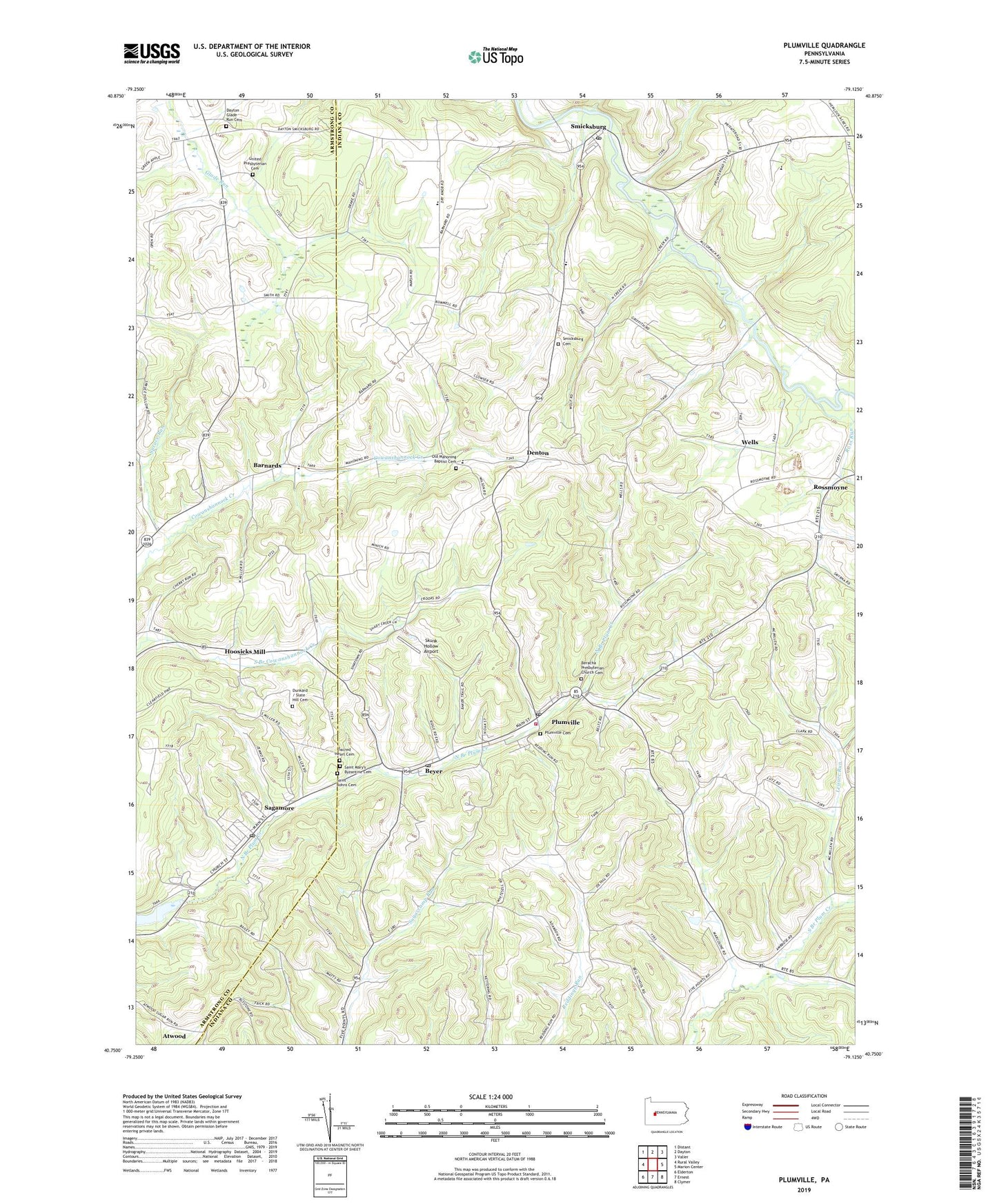 Plumville Pennsylvania US Topo Map Image
