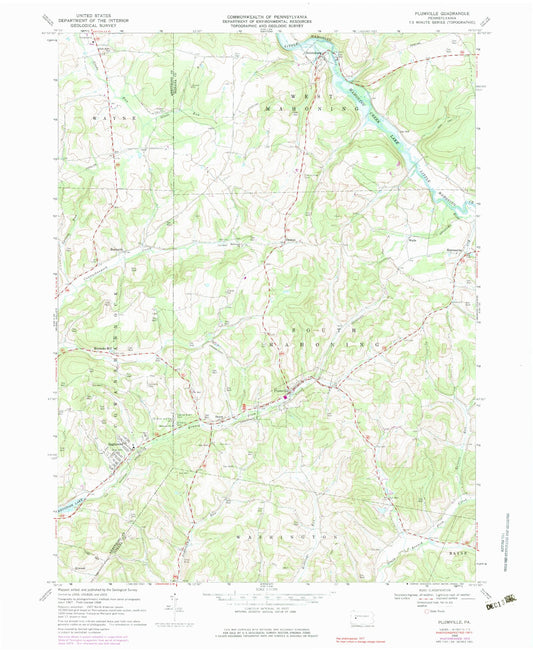Classic USGS Plumville Pennsylvania 7.5'x7.5' Topo Map Image