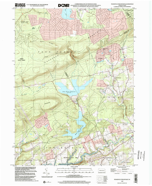 Classic USGS Pohopoco Mountain Pennsylvania 7.5'x7.5' Topo Map Image