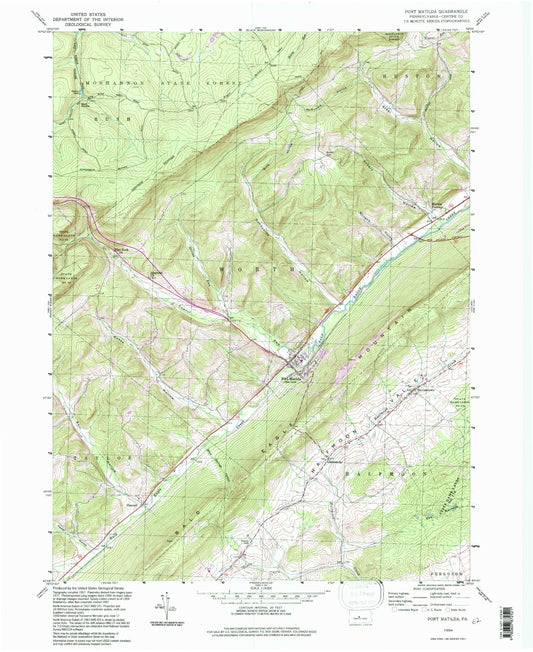 Classic USGS Port Matilda Pennsylvania 7.5'x7.5' Topo Map Image
