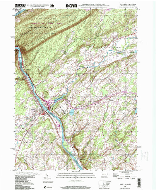 Classic USGS Portland Pennsylvania 7.5'x7.5' Topo Map Image