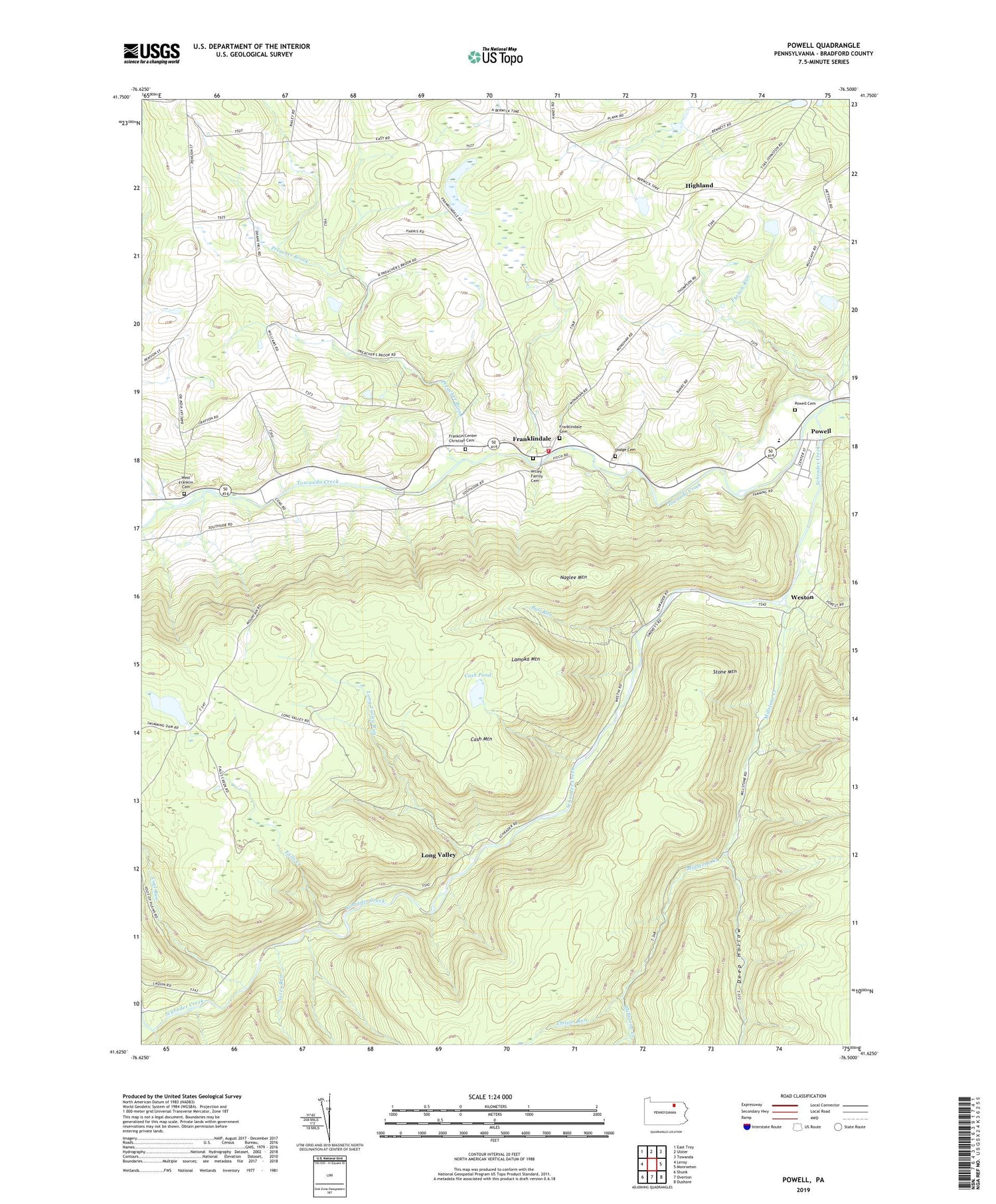 Powell Pennsylvania US Topo Map Image