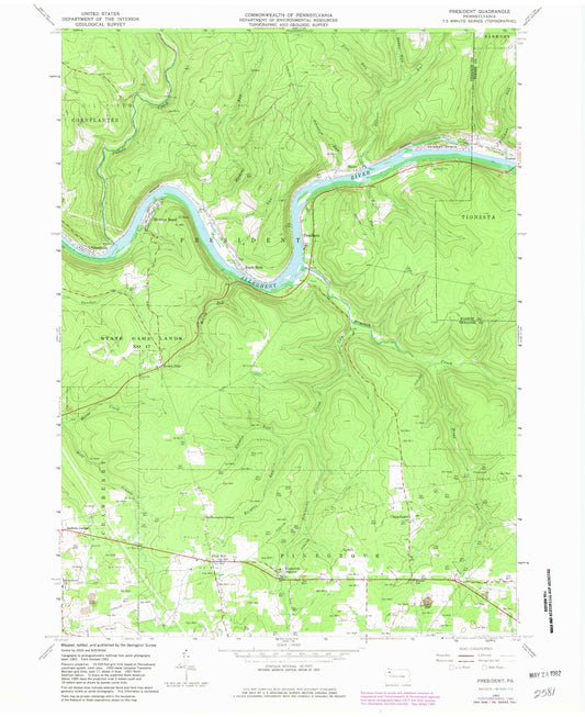 Classic USGS President Pennsylvania 7.5'x7.5' Topo Map Image