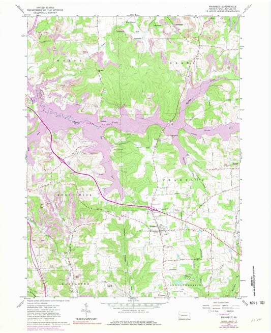 Classic USGS Prospect Pennsylvania 7.5'x7.5' Topo Map Image