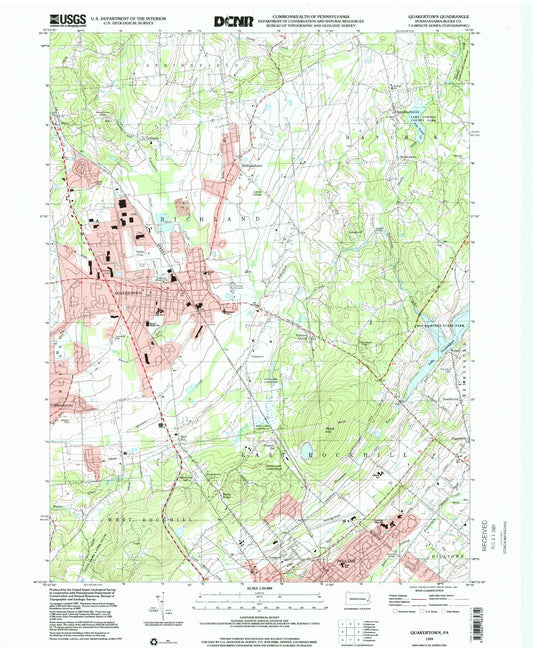 Classic USGS Quakertown Pennsylvania 7.5'x7.5' Topo Map Image