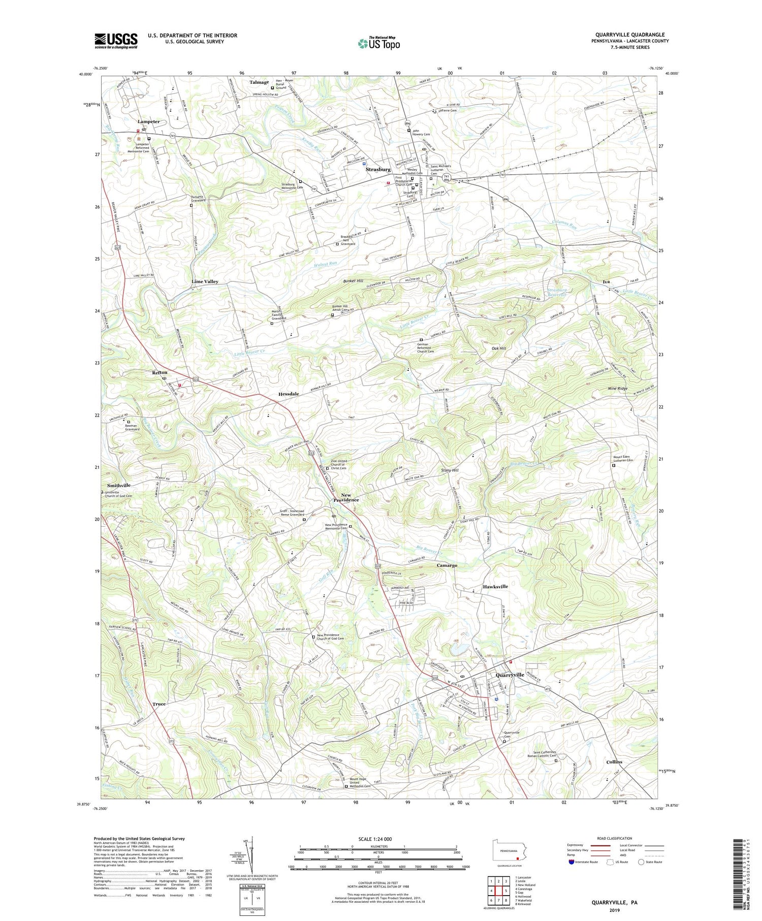 Quarryville Pennsylvania US Topo Map Image