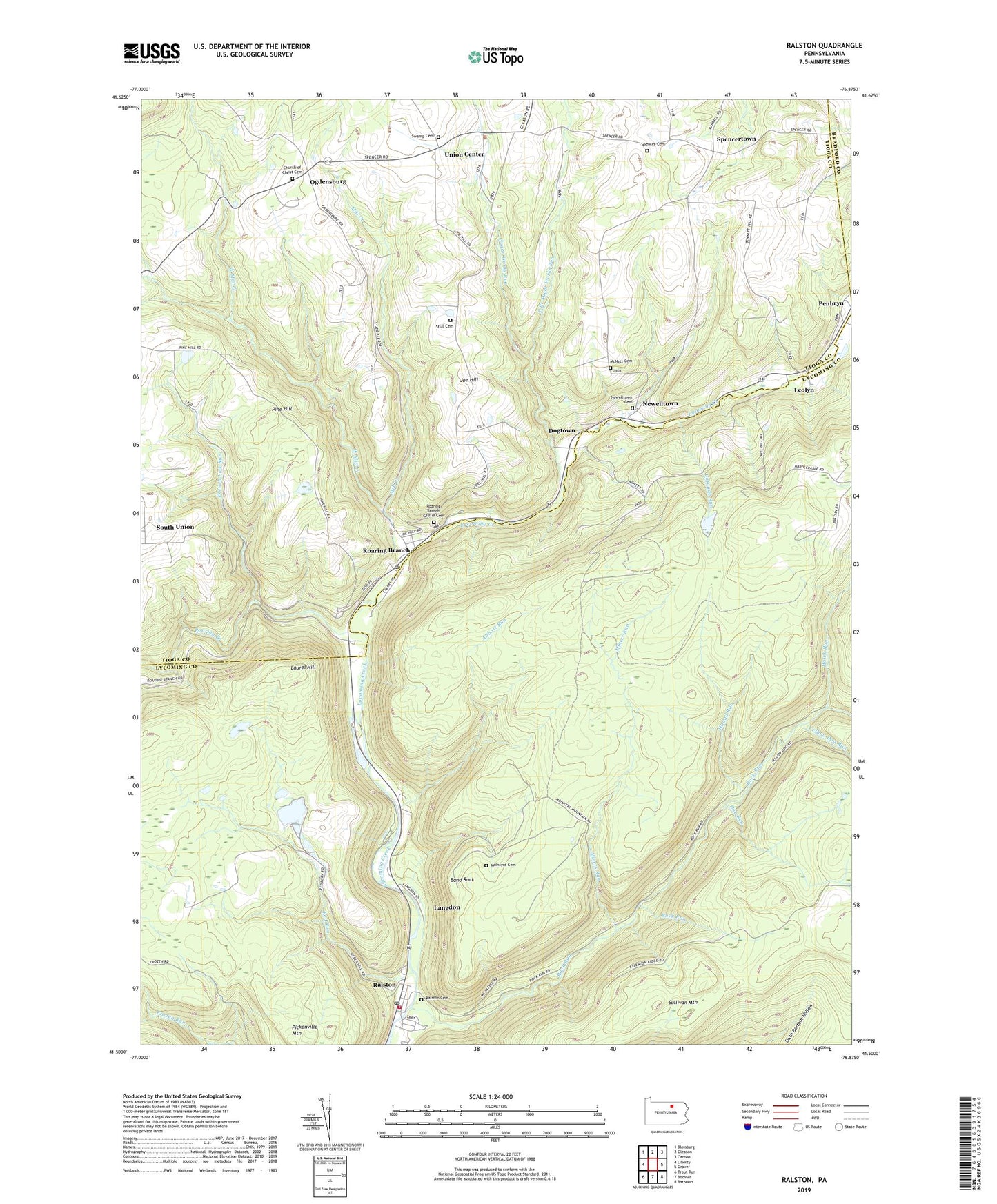 Ralston Pennsylvania US Topo Map Image