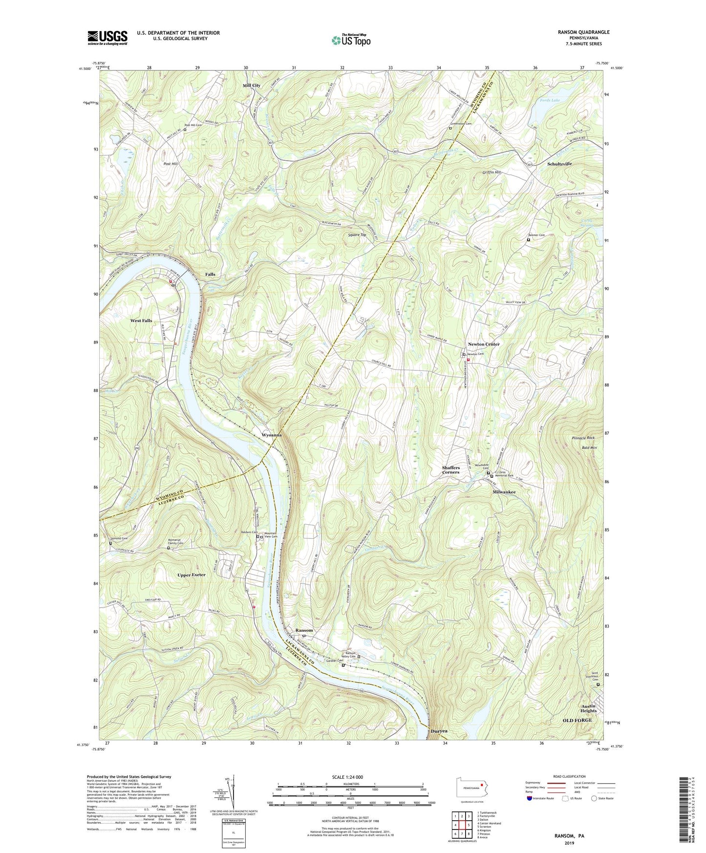Ransom Pennsylvania US Topo Map Image
