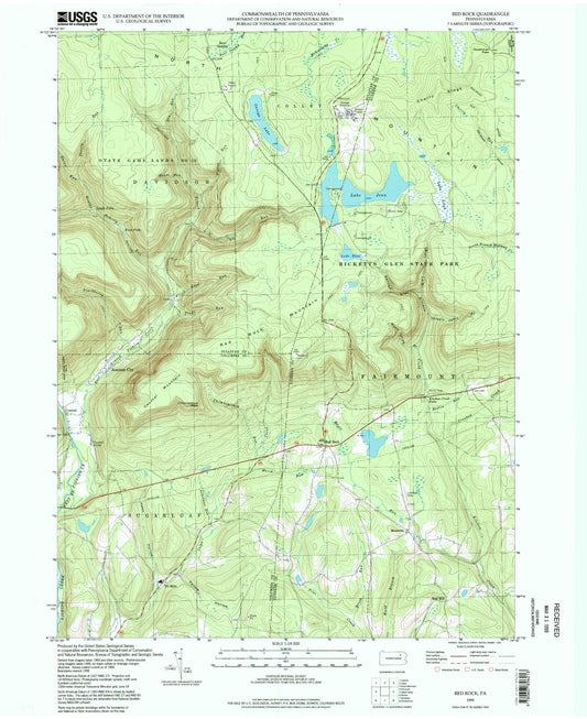 Classic USGS Red Rock Pennsylvania 7.5'x7.5' Topo Map Image