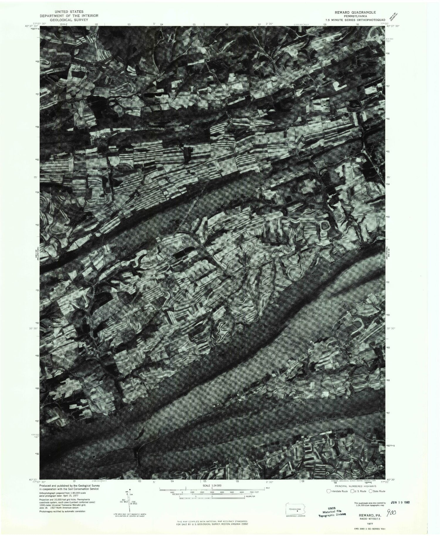 Classic USGS Reward Pennsylvania 7.5'x7.5' Topo Map Image
