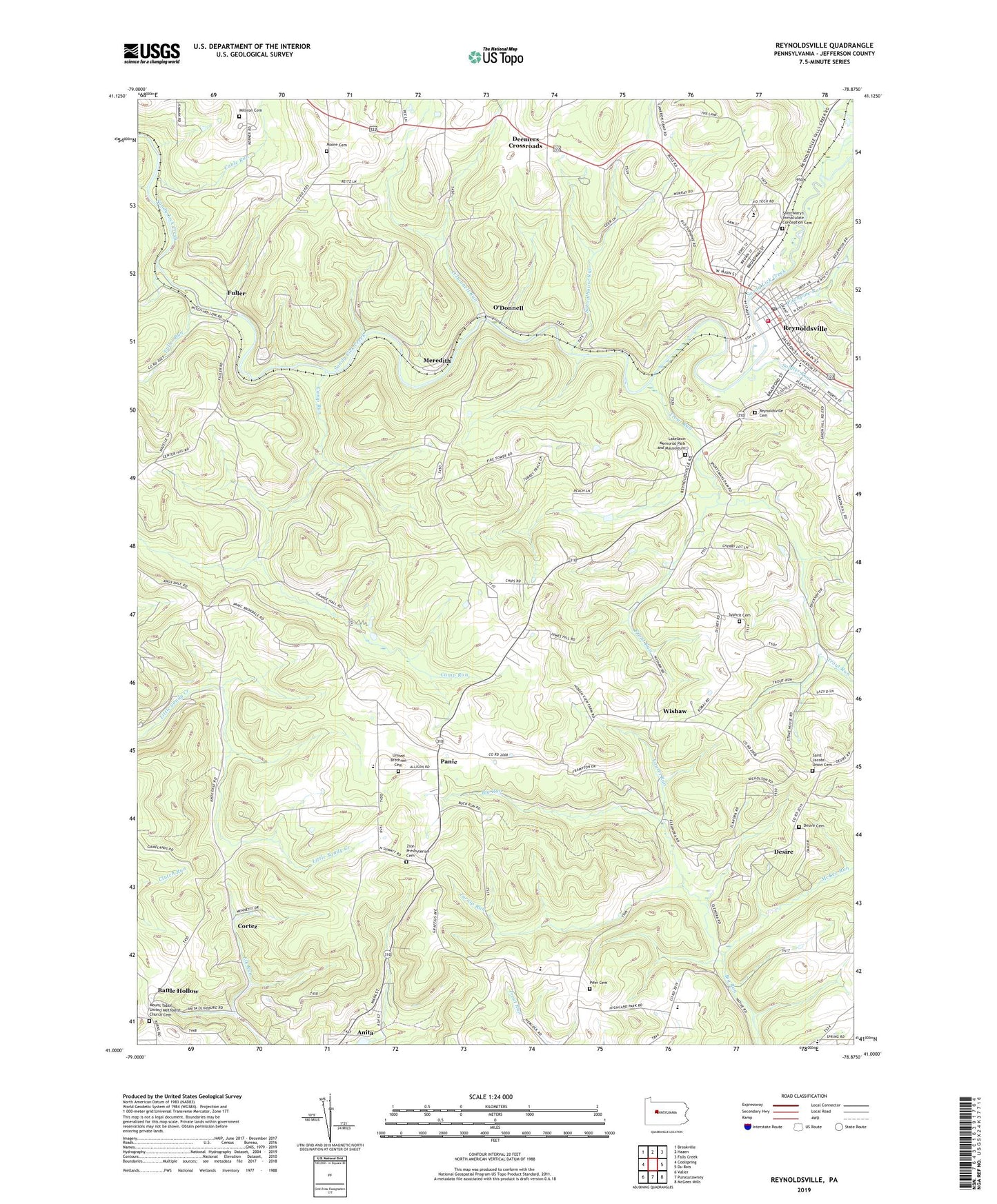 Reynoldsville Pennsylvania US Topo Map Image