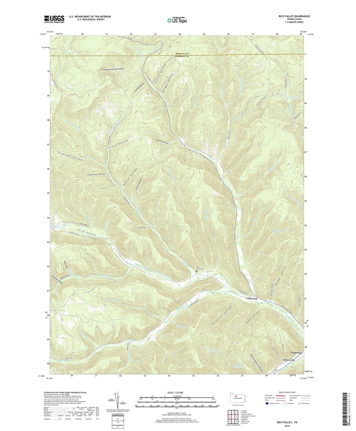 Rich Valley Pennsylvania US Topo Map Image