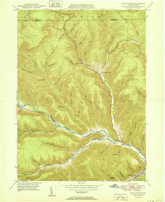 Classic USGS Rich Valley Pennsylvania 7.5'x7.5' Topo Map Image