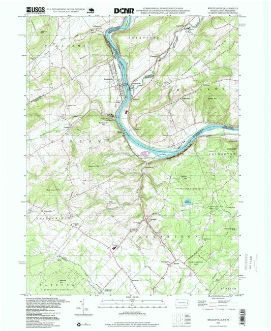 Classic USGS Riegelsville Pennsylvania 7.5'x7.5' Topo Map Image