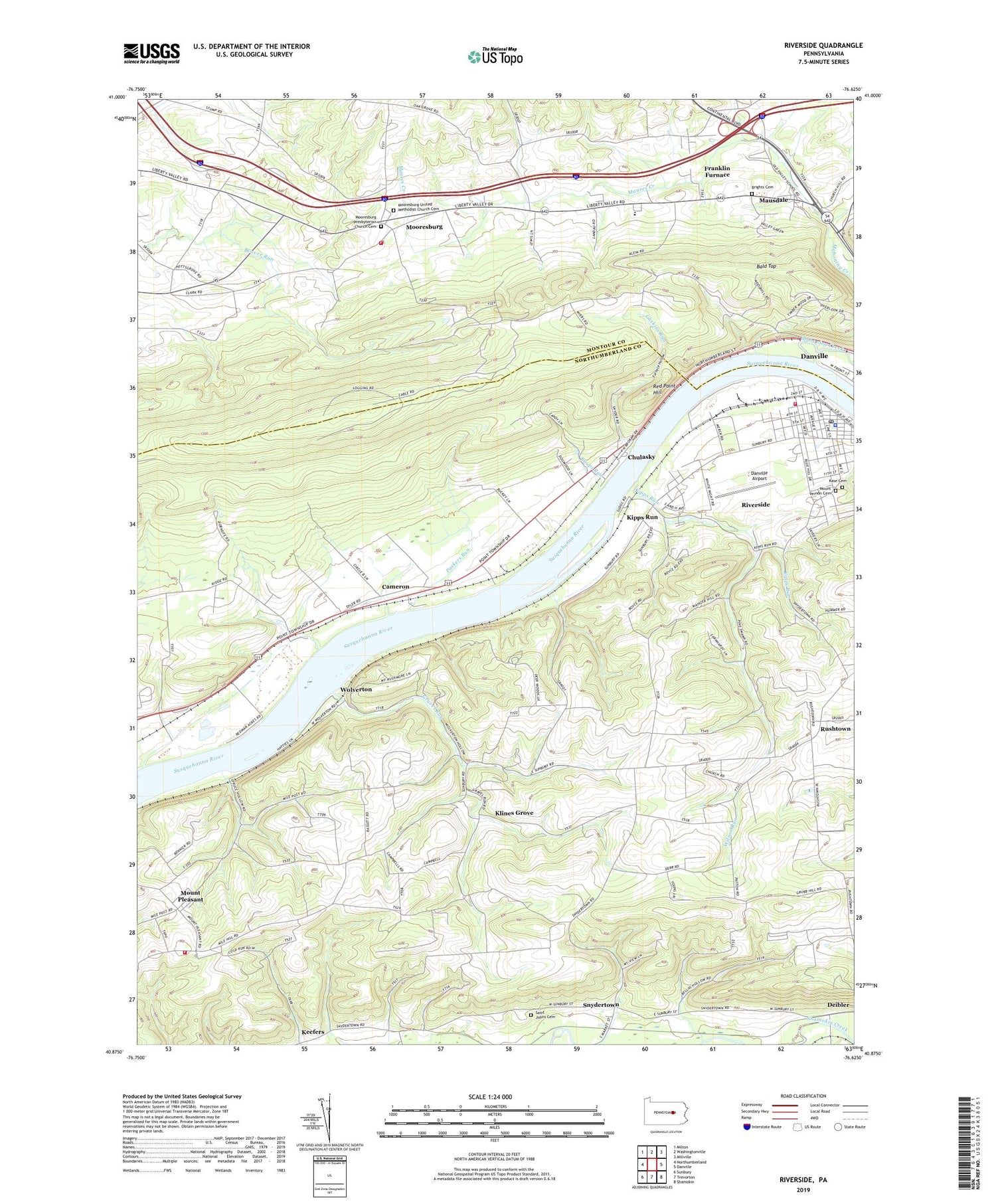 Riverside Pennsylvania US Topo Map Image