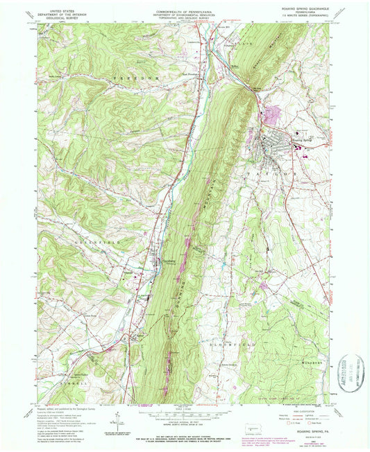 Classic USGS Roaring Spring Pennsylvania 7.5'x7.5' Topo Map Image