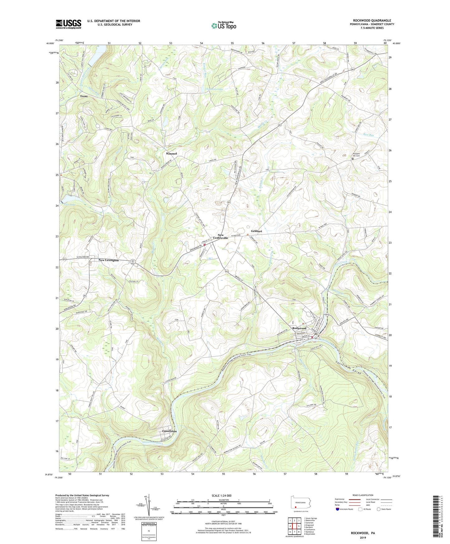 Rockwood Pennsylvania US Topo Map Image