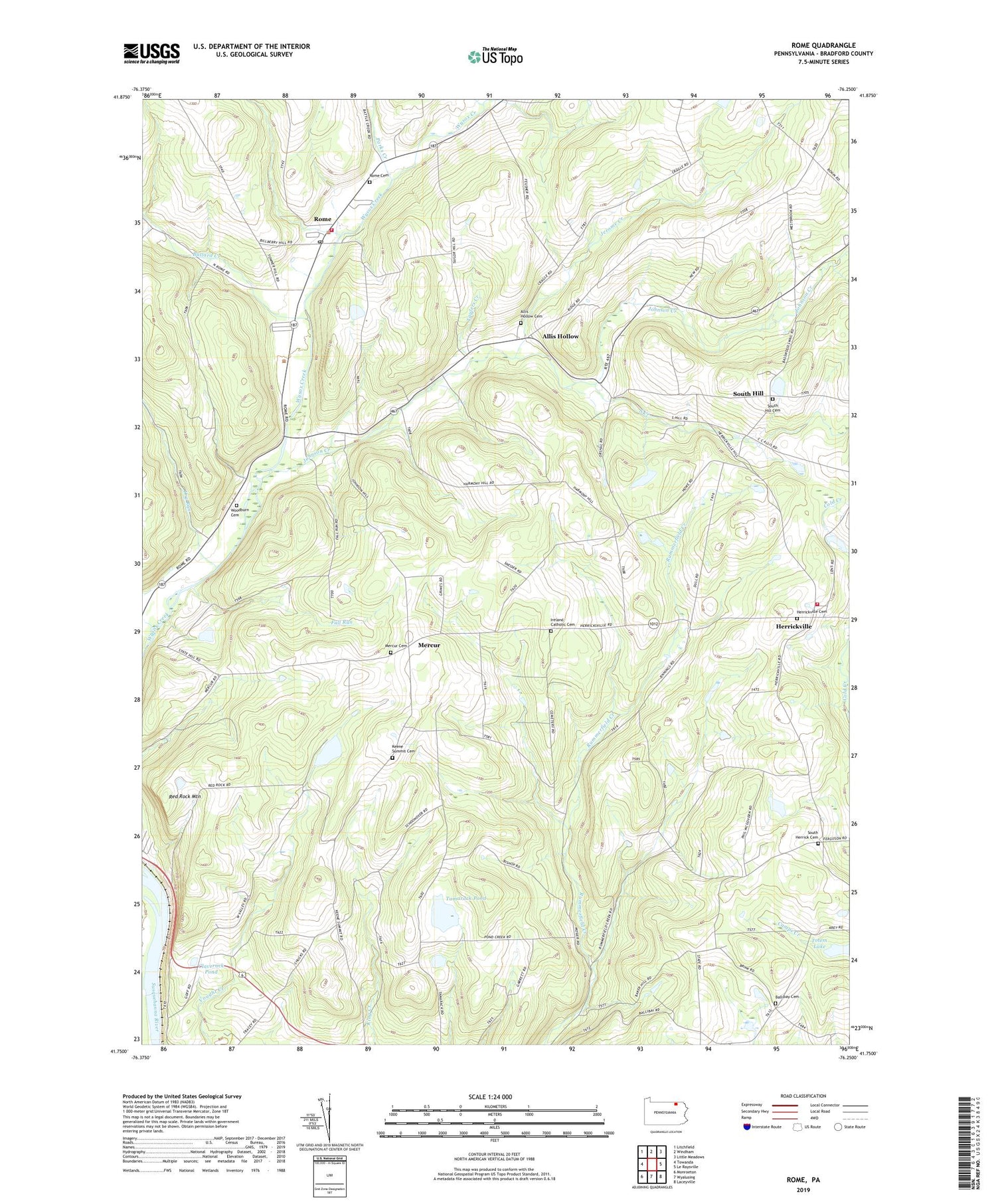 Rome Pennsylvania US Topo Map Image