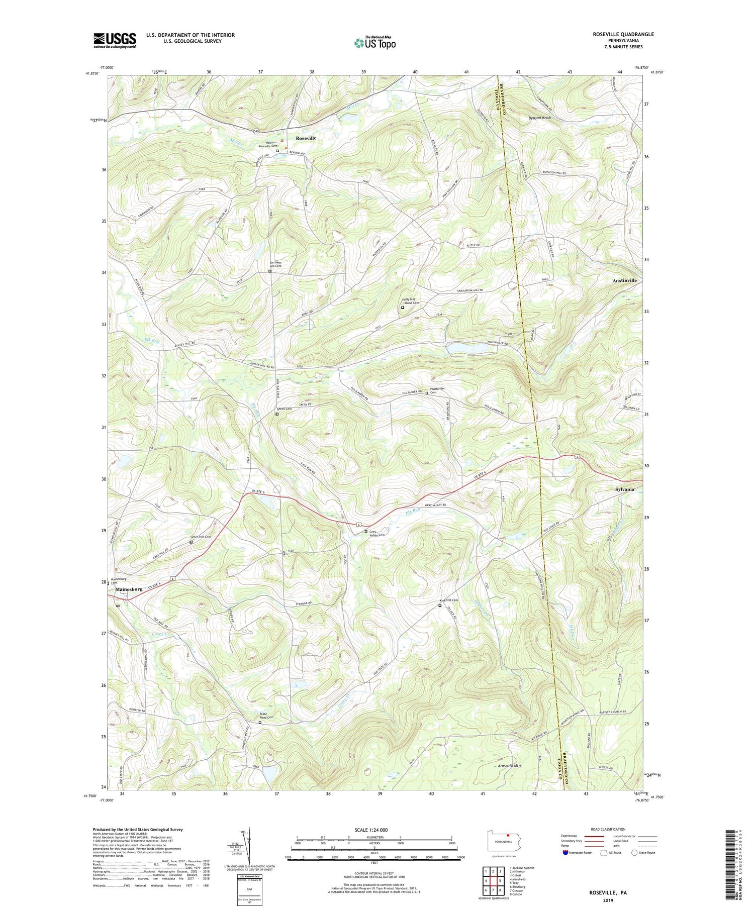 Roseville Pennsylvania US Topo Map Image