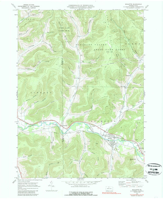 Classic USGS Roulette Pennsylvania 7.5'x7.5' Topo Map Image