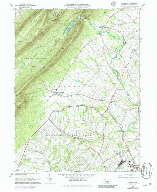 Classic USGS Roxbury Pennsylvania 7.5'x7.5' Topo Map Image
