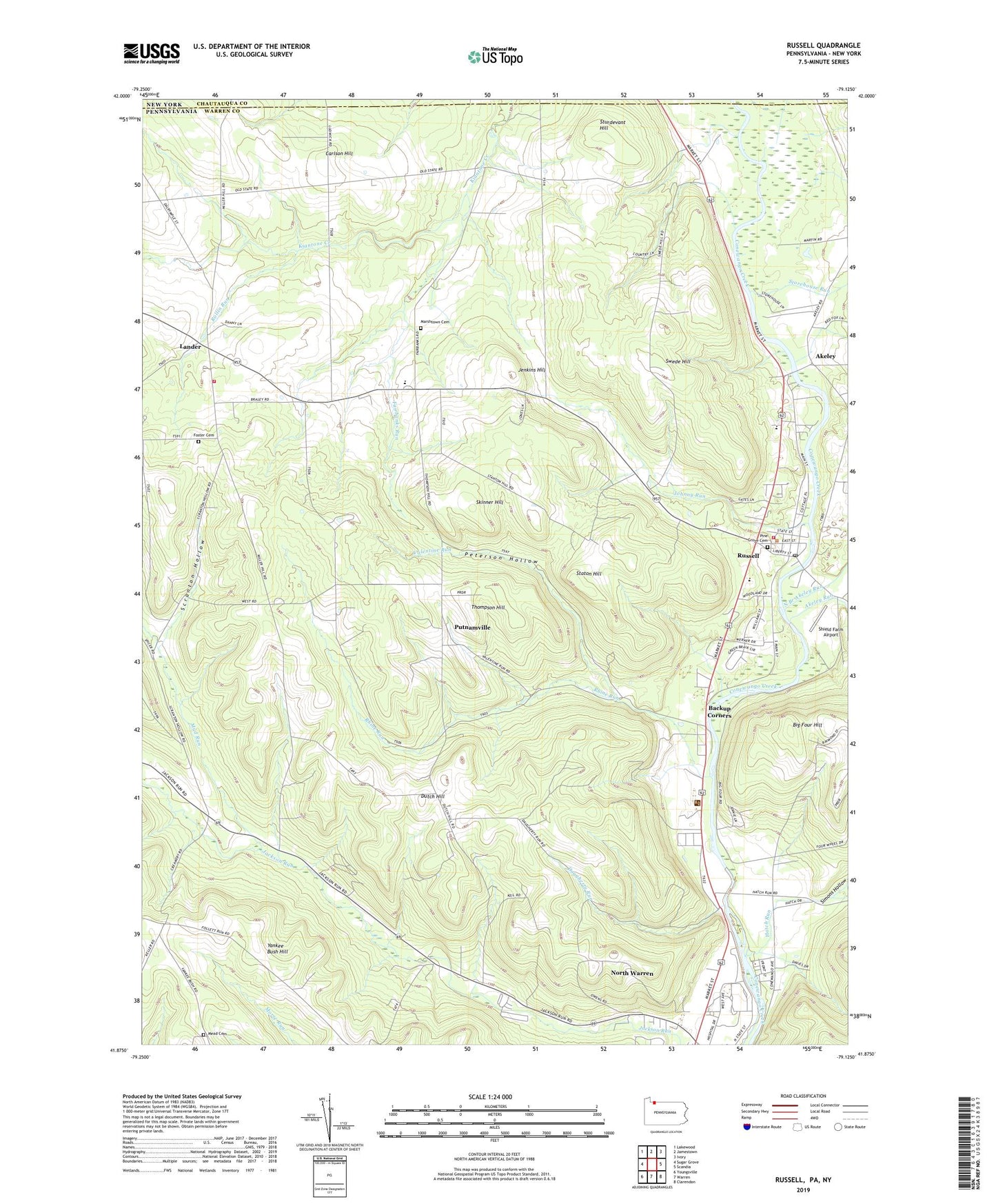 Russell Pennsylvania US Topo Map Image