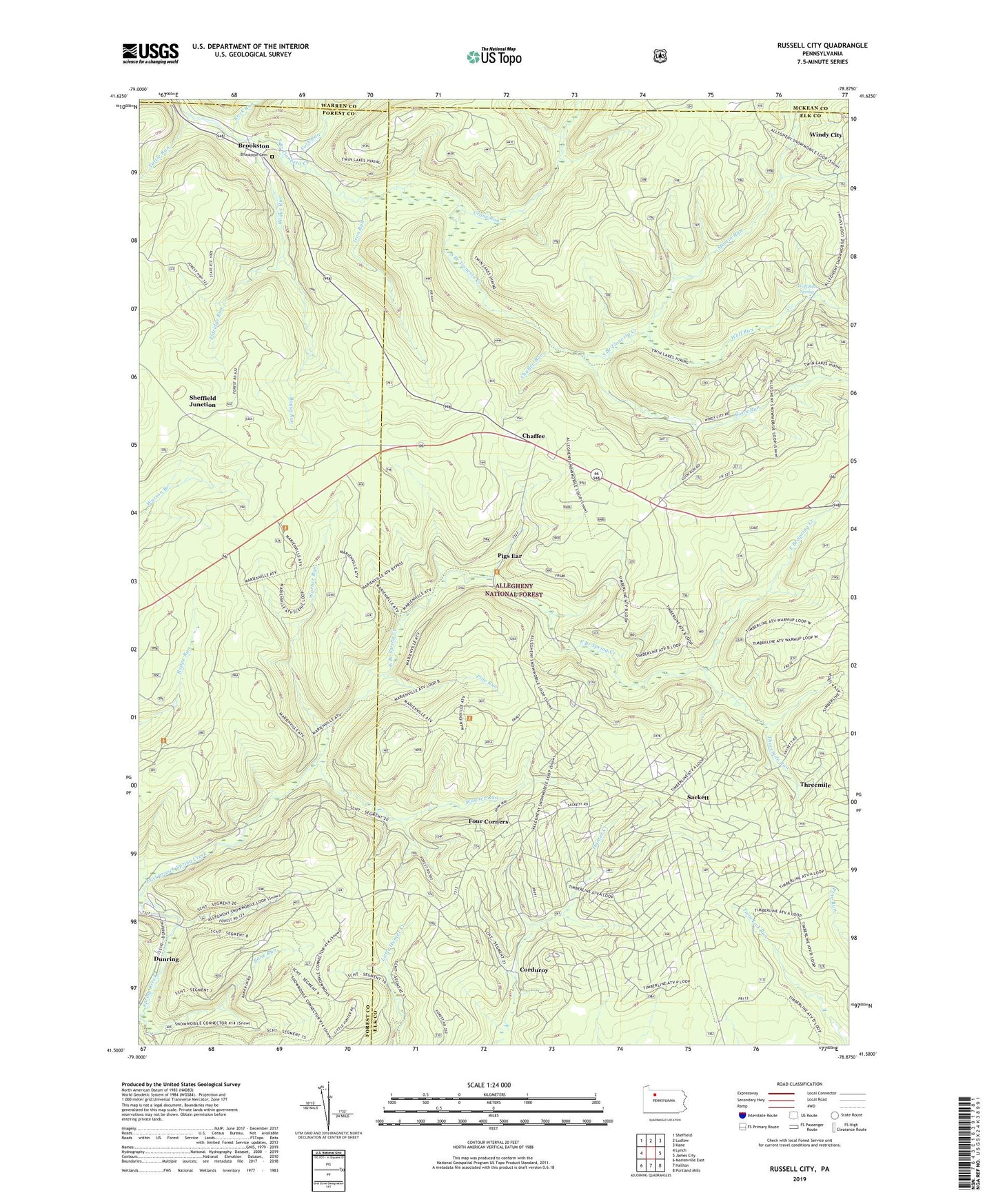 Russell City Pennsylvania US Topo Map Image
