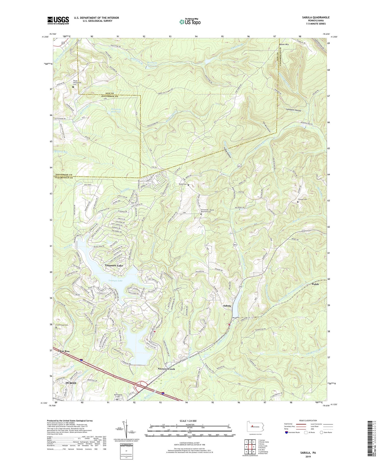 Sabula Pennsylvania US Topo Map Image