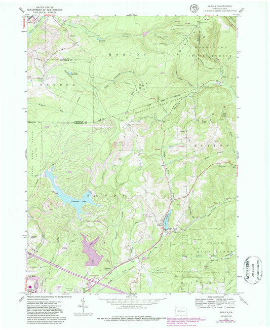 Classic USGS Sabula Pennsylvania 7.5'x7.5' Topo Map Image